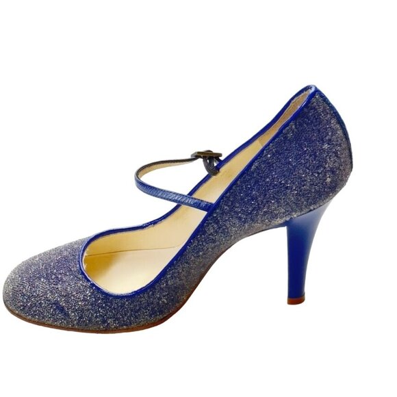 MARC JACOBS Sparkling Blue Mary Jane Patent Leather Stilettos Heels Size 8 - Picture 8 of 12